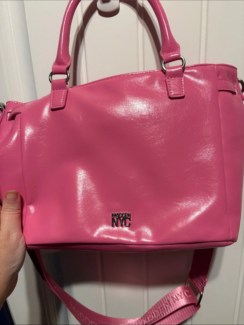 Viral Madden NYC' Faux Leather Handbag with Plush Bunny Charm-never used!!